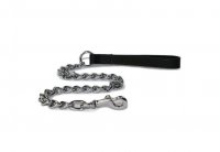 Ancol Black Leather Heavy Chain Lead - 80cm