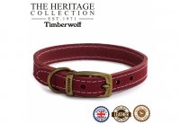 Ancol Timberwolf Leather Collar - Raspberry 50cm-59cm  Size 7