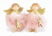 R&W Angel with Braids & Pink Feather Dress 10cm - Assorted