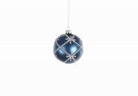 Jingles Blue Glass Bauble with White Snowflake
