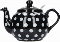 London Pottery Farmhouse Filter Teapot 4 Cup,Black & White Spot