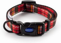 Ancol Nylon Adjustable Red Tartan Collar - 20-30cm