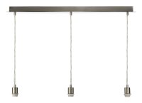 Dar 3 Light Satin Chrome E27 Suspension with Clear Cable