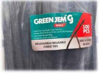 Green Jem Black Quick Release Cable Ties -300mm x 8mm -100 Pack
