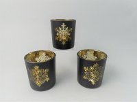 Giftware Trading Black & Gold Snowflake Votive 7 x 8cm - Assorted