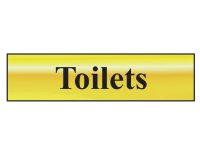 Scan Polished Brass Effect Sign 200 x 50mm - Toilets