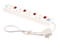 SMJ Extension Lead 240V 4-Way 13A Surge Protection Switched 0.75m