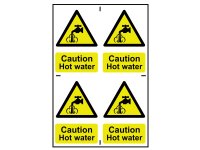 Scan PVC Signs 100 x 100mm (Pack of 4) - Caution Hot Water
