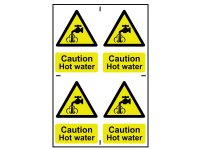 Scan PVC Signs 100 x 100mm (Pack of 4) - Caution Hot Water