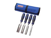 Faithfull Soft Grip Chisel Set + Chisel Roll 4 Piece