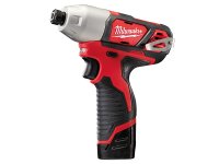 Milwaukee M12 BID-202C Sub Compact 1/4in Impact Driver 12V 2 x 2.0Ah Li-ion