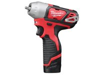 Milwaukee M12 BIW14-202C Sub Compact 1/4in Impact Wrench 12V 2 x 2.0Ah Li-ion