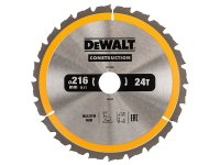 DeWalt Stationary Construction Circular Saw Blade 216 x 30mm x 24T ATB/Neg