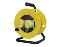 Faithfull Open Drum Cable Reel 110V 16A 2-Socket 25m (1.5mm Cable)