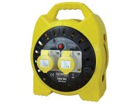 Faithfull Semi-Enclosed Cable Reel 110V 16A 2-Socket 25m (1.5mm Cable)