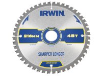 Irwin Construction Mitre Circular Saw Blade 216 x 30mm x 48T ATB/Neg