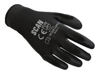 Scan Black PU Coated Gloves - Various Sizes