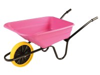 Walsall Boxed 90L Pink Polypropylene Wheelbarrow - Puncture Proof