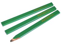 Faithfull Carpenter's Pencils - Green / Hard (Pack 3)