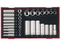 Teng TTAF32 Regular/Deep Socket Set, 32 Piece - 1/4 & 3/8in Drive