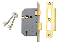 UNION 2277 3 Lever Mortice Sashlock Polished Brass 77.5mm 3in