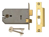 UNION 2077-6 3 Lever Horizontal Mortice Lock Polished Brass 149mm