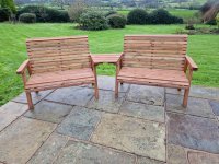 Churnet Valley - Valley Range 4 Seater Companion Bench Set with Angled Tray