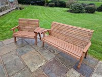 Churnet Valley - Valley Range 5 Seater Companion Bench Set with Angled Tray