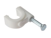 ForgeFix Cable Clip Round White 7-8mm (Box of 100)
