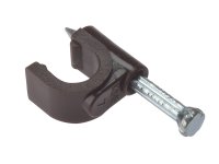 ForgeFix Cable Clip Round Coax Brown 6-7mm (Box of 100)