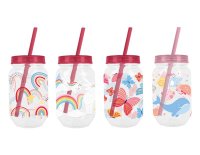 Cooke & Miller Print Mason Jar with Straw - Assorted