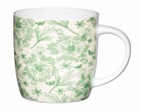 kitchencraft fine bone china barrel mug - botanical leaf