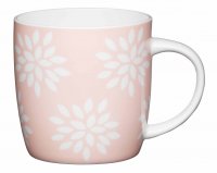 KitchenCraft Fine Bone China Barrel Mug 425ml - Pink Petals