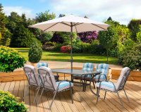 Pagoda Roma 6 Seater Dining Set With Parasol
