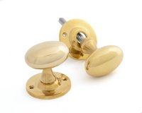 Polished Brass Oval Mortice/Rim Knob Set