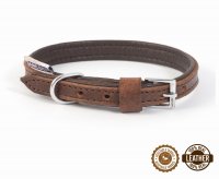 Ancol Vintage Leather Padded Collar - Chestnut