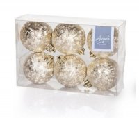 Premier Decorations 6pcs 60mm Assorted Balls with Flower Wrinkle Design - Silver/Gold