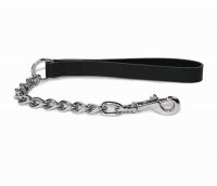 Leather Heavy Chain Lead Black 80cm