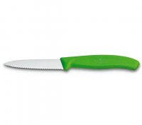 Swiss Classic Paring Knife with Pointed Tip and Serrated Edge - 8cm Green