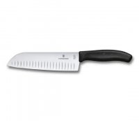 Victorinox Swiss Classic Santoku Knife Fluted Blade - 17cm Black