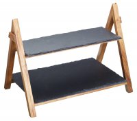 Artesà 2 Tier Slate & Wood Serving Stand