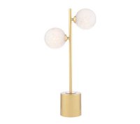 Dar Spiral 2 Light Table Lamp Matt Gold with White Confetti Glass