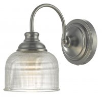 Dar Tack Wall Light Antique Chrome & Textured Glass