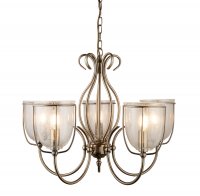Searchlight Silhouette 5 Light Antique Brass Fitting with Glass
