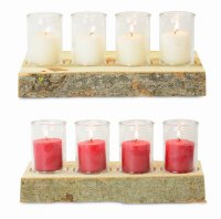 R&W Candle Holder on Trunk with Glass & Candle - Assorted