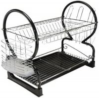 Apollo Housewares Chrome / Black Dish Drainer