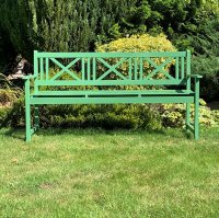 Minster Stylish Dark Green X-Style Acacia Bench