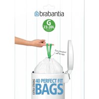 brabantia 23-30l bin liners dispenser pack 40 bags - size g