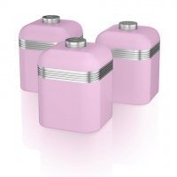Swan Retro Set of 3 Pink Canisters