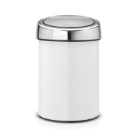 Brabantia Touch Bin 3 Litre in White with Brilliant Steel Lid